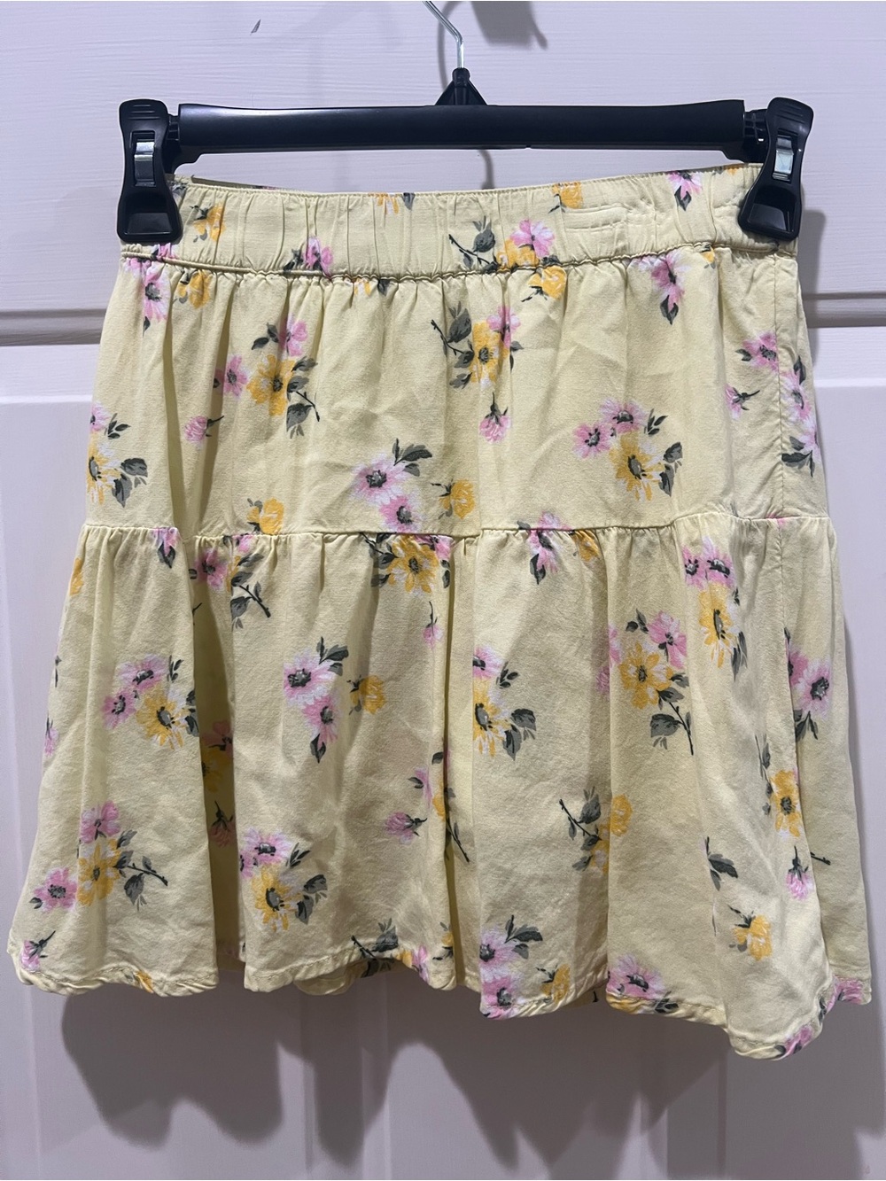 abercrombie kids Yellow Floral Tiered Skirt with Pink Accents